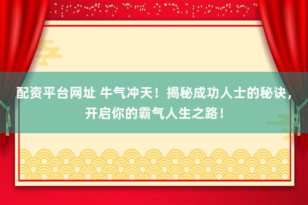 配资平台网址 牛气冲天！揭秘成功人士的秘诀，开启你的霸气人生之路！