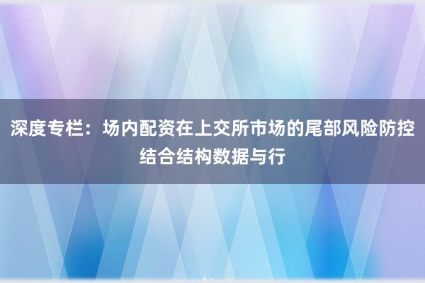 深度专栏：场内配资在上交所市场的尾部风险防控结合结构数据与行