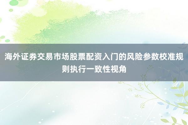 海外证券交易市场股票配资入门的风险参数校准规则执行一致性视角