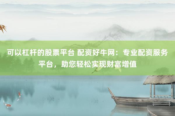 可以杠杆的股票平台 配资好牛网：专业配资服务平台，助您轻松实现财富增值
